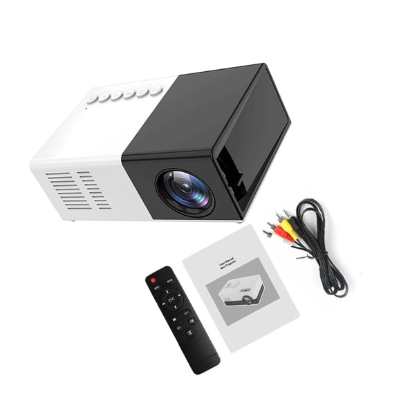 Inteprter Práctico proyector 1000 lúmenes Audio portátil USB LED proyectores pequeño 1080P Home Media Player Multi interfaz Electrónica Negro Enchufe de la UE