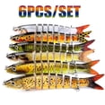 thumbnail image 1 of 6PC/Set Artificial Lifelike Fishing Lure 8 Segments Bait Swimbait with Hooks, 1 of 3