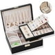 thumbnail image 2 of Joyero organizador para mujeres y niñas, estuche de almacenamiento de joyería grande de 2 capas para hombres, soporte para joyas de cuero PU con bandeja extraíble para collares, pendientes, anillos,, 2 of 8