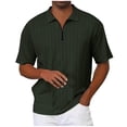 thumbnail image 2 of YHAJDS Men Zip Polo Shirt Solid Color Loose Fit Breathable Short Sleeve Summer Top, 2 of 5