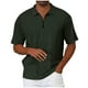 thumbnail image 2 of Blusa y camisa de manga corta con cuello vuelto para hombre, color liso, informal, holgada, con cremallera, de manga corta, con cuello vuelto, blusa de poliéster para hombre, 2 of 6