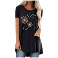 thumbnail image 1 of Pompotops Mode Femmes T-Shirt Imprimé Col Rond Manches Courtes Tee Décontracté Blouse, 1 of 4