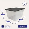 thumbnail image 4 of HOMZ 56-Quart Clear Stackable Plastic Storage Containers, Gray Lid, 2 Pack, 4 of 12