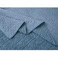 thumbnail image 4 of Chezmoi Collection Bethany 3-Piece Blue King Size Blanket Set Quilted Floral Sherpa Reversible Washed Microfiber Coverlet Bedspread Set, 4 of 8