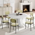 thumbnail image 3 of Upholstered Dining Chairs Set of 6, Stackable Modern Dining Room Chairs, Kitchen Chairs w/Soft Velvet Backrest & Sturdy Metal Legs ,Light Green, 3 of 9