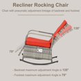 thumbnail image 4 of Outdoor Wicker Rocking Chair with Cushion, Patio PE Rattan Recliner Chair with Adjustable Footrest, Armrests, Red, 4 of 7