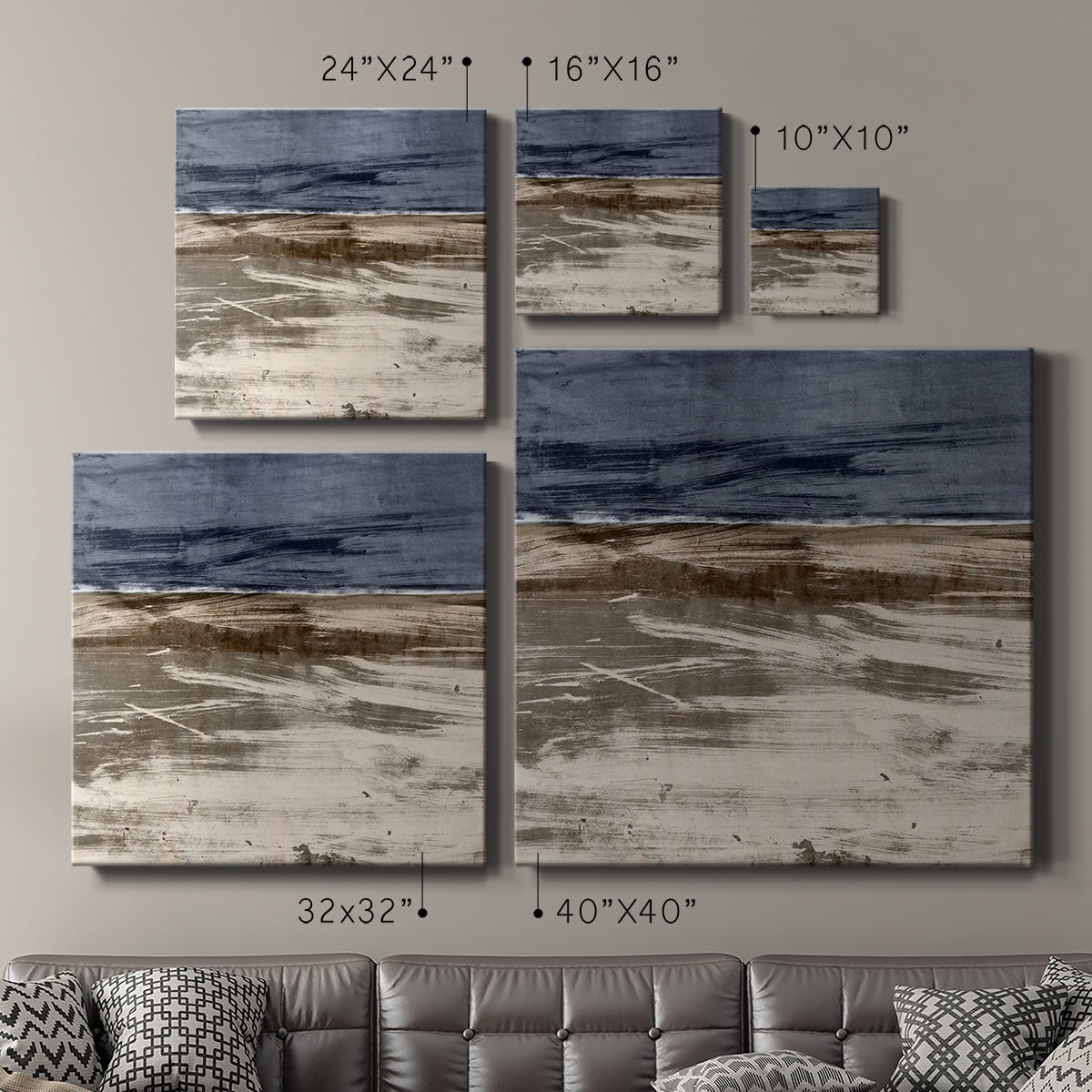 Wexford Home Grey Horizon-Premium Gallery Wrapped Canvas, 16" x 16" - Ready to Hang
