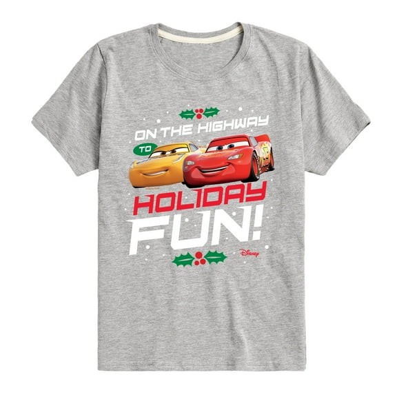Disney's Cars - Christmas - On The Highway To Holiday Fun - Boy's Toddler & Youth Short Sleeve Graphic T-Shirt
