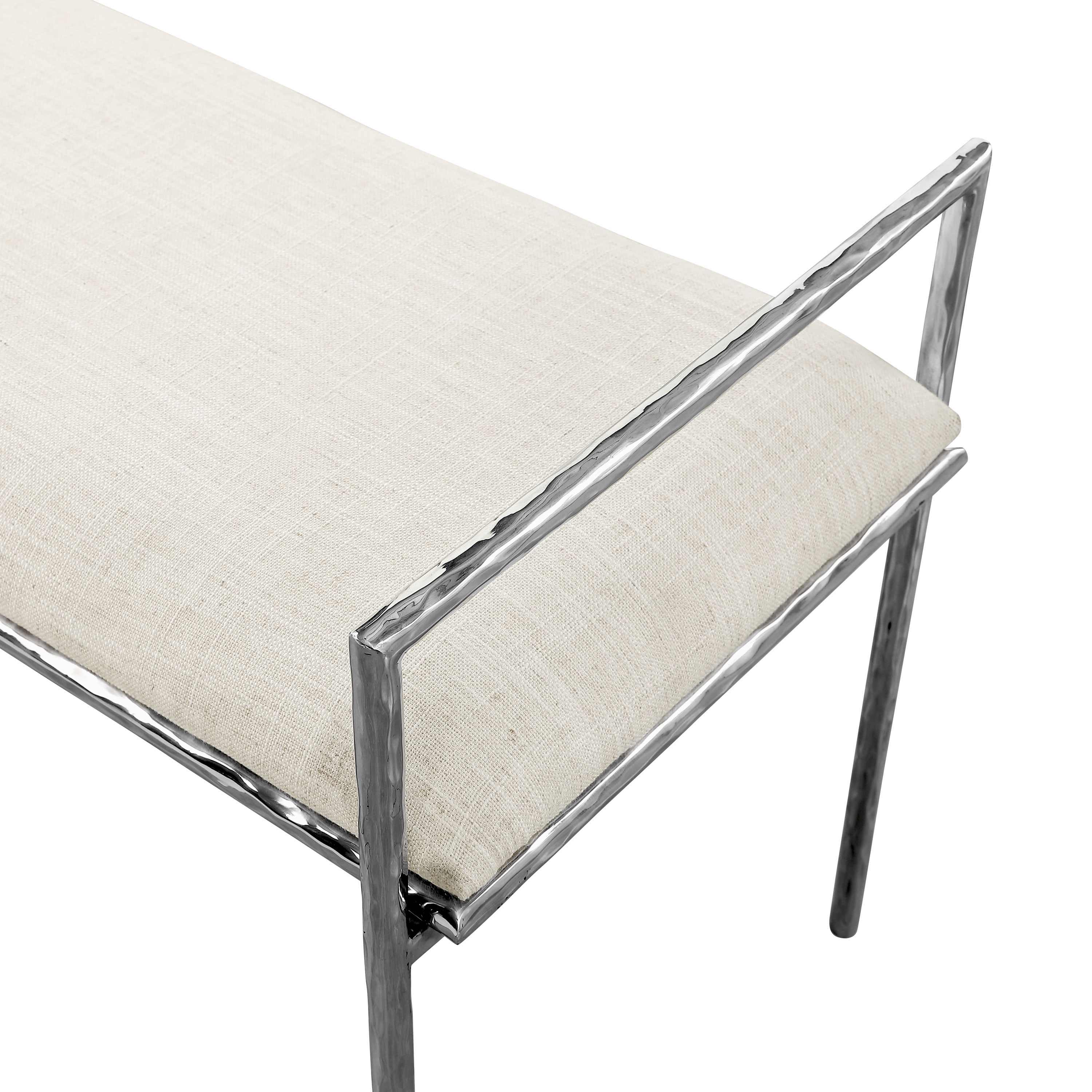 Furniture of America Zayen Modern Stainless Steel Upholstered Bench, Chrome