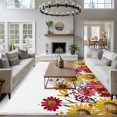 thumbnail image 4 of Area Rug 60×96in, Summer Yellow Red Chrysanthemum Floor Carpet Living Room Rug, Watercolor Pastoral Floral Non-Slip Welcome Mat Indoor Rugs for Bedroom Dining Room, 4 of 9