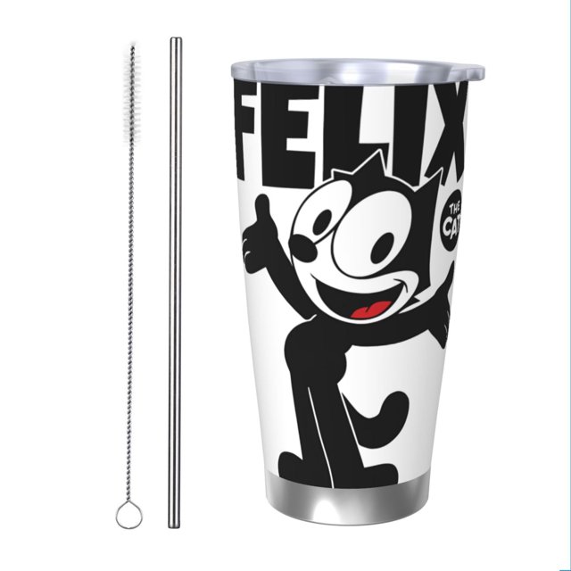 Vaso con tapa de 20 oz de Felix The Cat, taza de café con aislamiento duradero, taza térmica con tapa deslizante a prueba de salpicaduras para uso diario en oficinas y automóviles, taza para