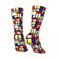 thumbnail image 4 of Colorful Geo Print Socks Geometric Patchwork Casual Stockings Autumn Anti Slip Women Men S, 4 of 7