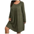thumbnail image 2 of ClodeEU Women's Long Sleeve Round Neck Plus Size Sweater Dress,Elegant Loose T Shirt Swing Dress Army Green,Womens Plus XXL, 2 of 6