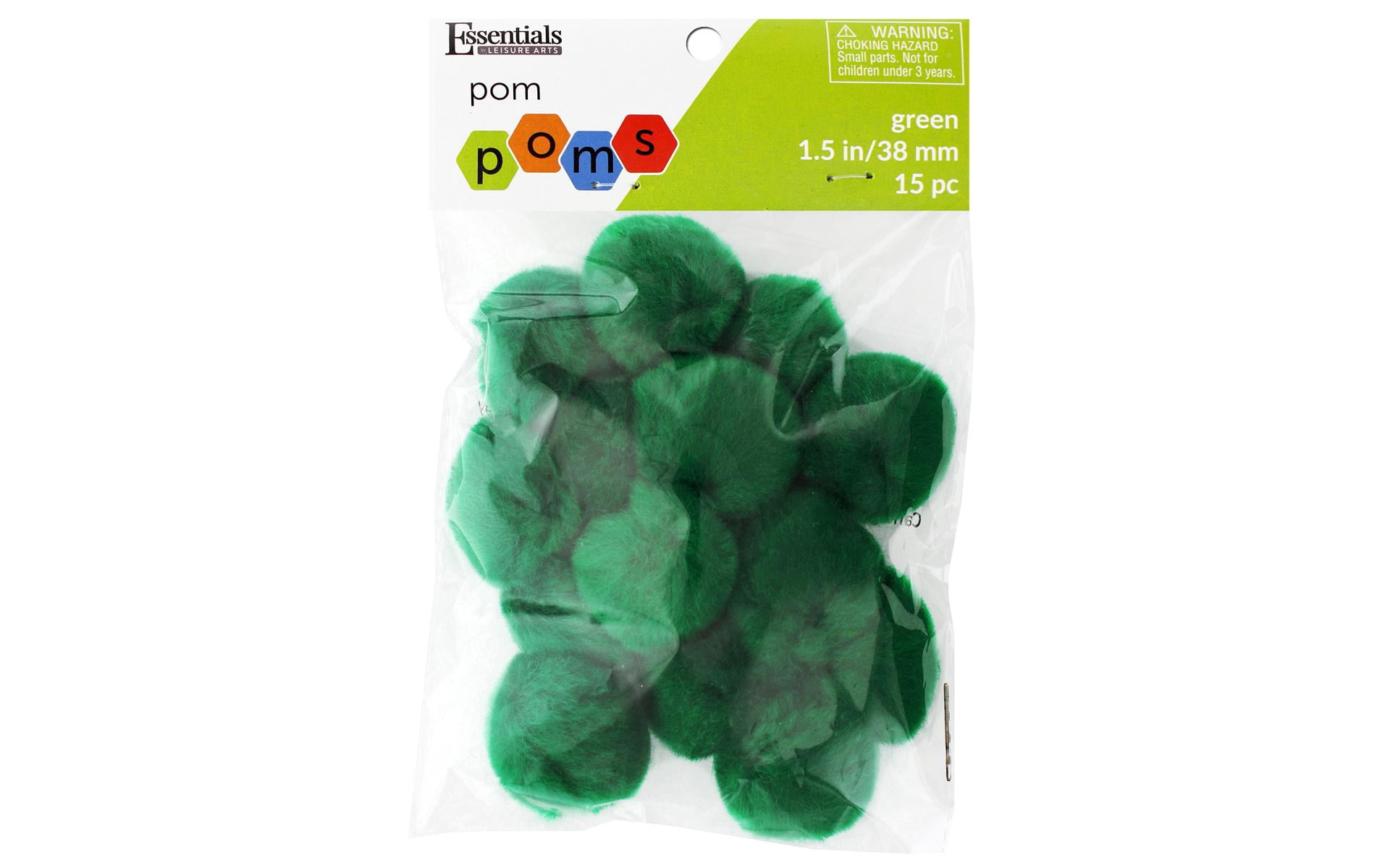 Essentials By Leisure Pom Pom 1.5' Green 15pc