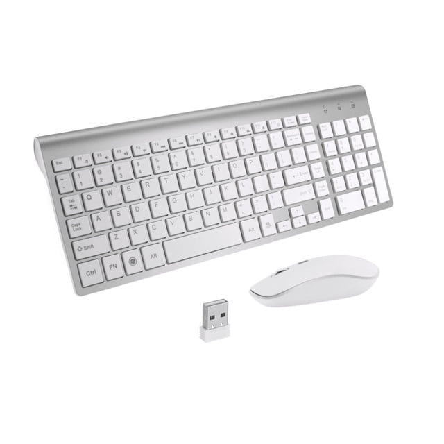 Cimetech Combo de teclado inalámbrico y mouse, juego compacto de teclado y mouse inalámbricos de tamaño completo 2.4G Diseño ultrafino y elegante para Windows, computadora, computadora de escritorio,