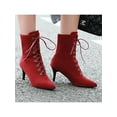 thumbnail image 6 of Fangasis Womens Ankle Booties Anti-Slip Winter Boots Mid Heel Stiletto Boot Work Fashion Dress Bootie Shoes Red 4.5, 6 of 9