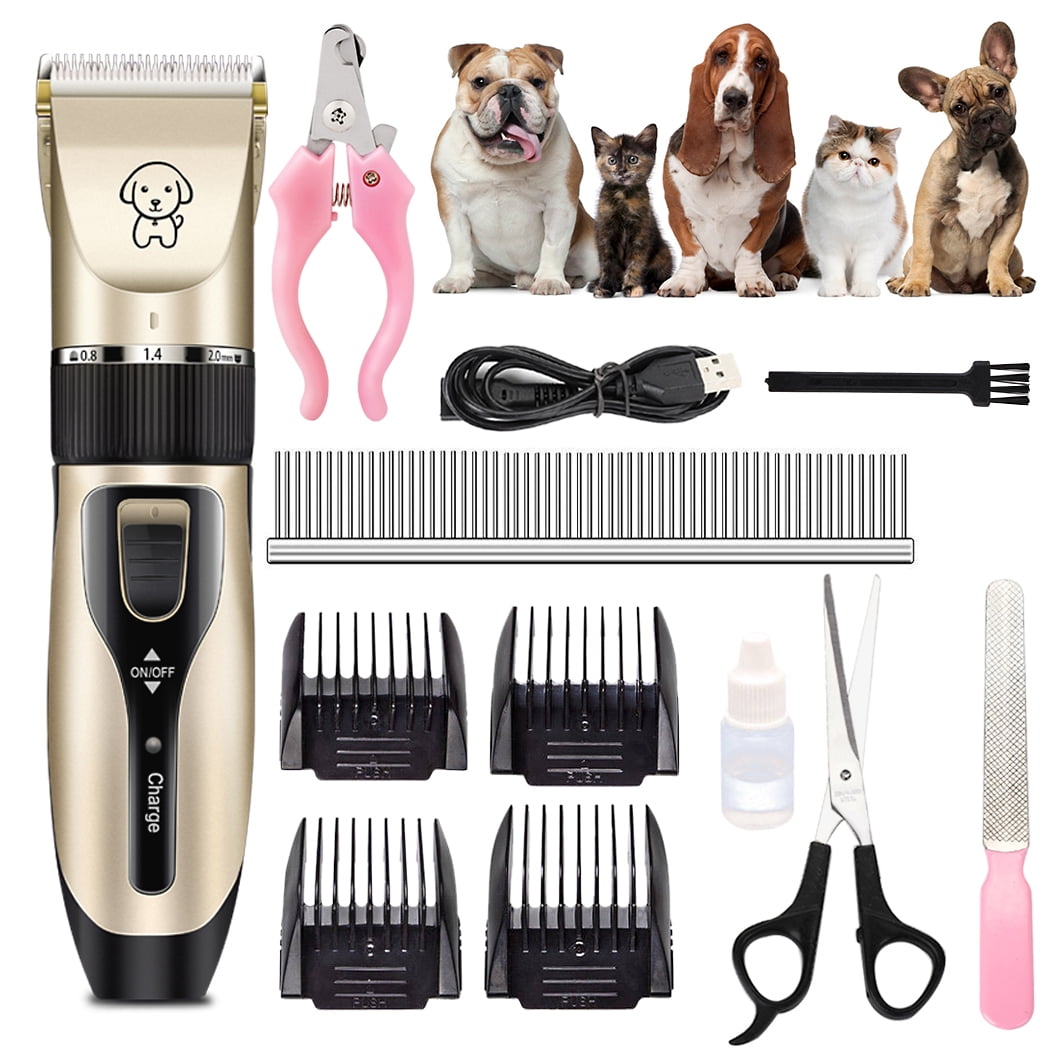 Dog Grooming Kit USB Rechargeable Electric Fur Clipper Set Pet Hair