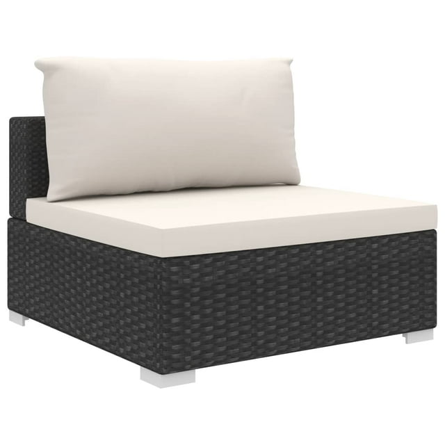 vidaXL Ensemble de Salon de Jardin 8 Pcs avec Coussins en Rotin Poly Noir