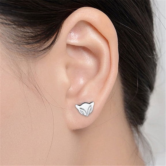 Geometric Fox Head Stud Earring Unique Animal Jewelry Gift for Women | Minimalist Woodland Accessory