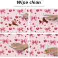 thumbnail image 5 of muroi Heart Cherry Pink Bows Round Fitted Tablecloth with Elastic Protector Table Kitchen Dinner Waterproof Oil-Proof Table Covers Fits 40"-44", Small, 5 of 6