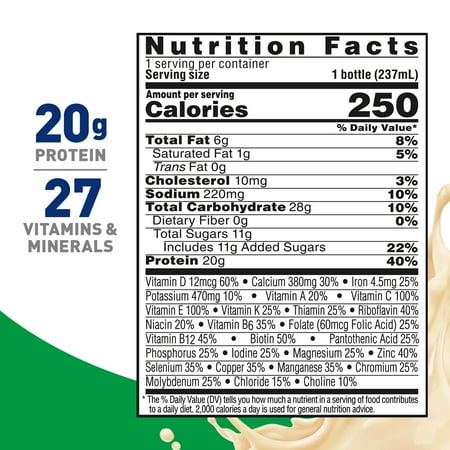BOOST High Protein Nutritional Drink, Very Vanilla, 20 g Protein, 6 - 8 fl oz Bottles