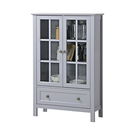 Country Style Modern Double Door Glass Wood Accent Display Storage Country Style Modern Double Door Glass Wood Accent Display Storage Cabinet Organizer With Drawer