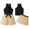 thumbnail image 6 of GYRATEDREAM Girls Summer Outfits Sleeveless Halter Top and Shorts Set Kids 2Pcs Clothes Set with Bow Belt for 8Y, 6 of 9