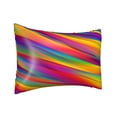 thumbnail image 2 of Disketp Lines Multicolored Rainbow Satin Pillowcase For Hair And Skin - Satin Pillow Cases Standard Size 20x30 Inches With Zipper,Gifts For Women Men, 2 of 8
