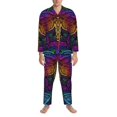 thumbnail image 3 of Balery Indian Mandalas Dragonfly Pijama para Hombre de Dos Piezas con Manga Larga, Conjunto de Dormir y Descanso Suave con Bolsillos-Medium, 3 of 7