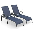 thumbnail image 5 of Gymax 2 Pcs Chaise Longue Inclinable Réglable avec Accoudoirs pour Patio Bleu Marine, 5 of 5