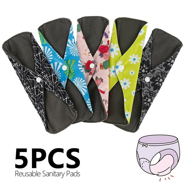 POINTERTECK 5 Pcs Serviettes Hygiéniques Réutilisables Serviettes Lavables en Tissu Serviettes Hygiéniques Menstruelles Flux Abondant Nuit Serviettes Hygiéniques Menstruelles en Tissu Lavables