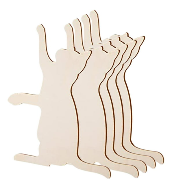 5x recortes de gatos de madera, recortes de madera livianos sin terminar, rodajas de madera para manualidades de bricolaje, proyecto de manualidades