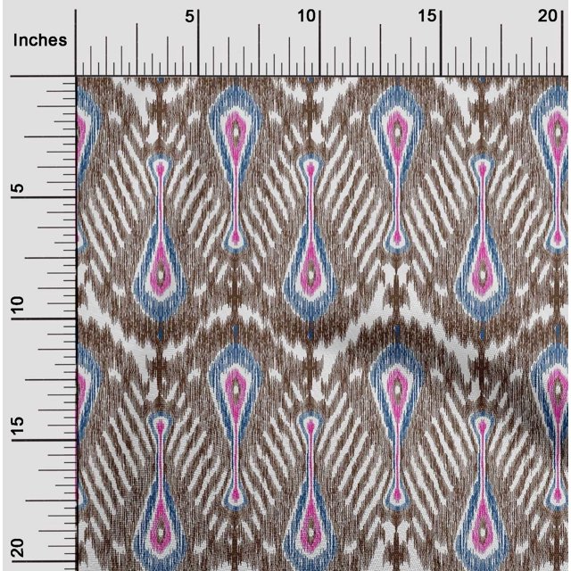 oneOone Cotton Poplin Fabric Big Motif Ikat Print Fabric BTY 56 Inch Wide
