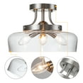 thumbnail image 3 of C Cattleya 3-Light Satin Nickel Semi Flush Mount with Glass Shade, 3 of 7