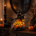 thumbnail image 5 of Diceymbol Halloween Witch Resin Statuette Lamp Gothic Witch Decor with Lights Standing Night Light for Home Porch Tabletop Party Gift Decor 7 Inch, 5 of 11