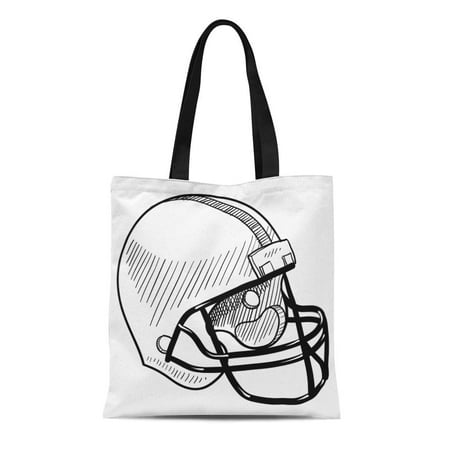 SIDONKU Canvas Bag Resuable Tote Grocery Shopping Bags Sketch Doodle Style Football Helmet Sports Equipment in Drawing Concussion Face Tote (Best Concussion Helmets For Football)