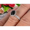 thumbnail image 3 of 2.50 Carat Oval Cut Black Diamond Moissanite Wedding Anniversary Gift Bridal Set Engagement Ring On 10k White Gold With Matching Band Art Deco Vintage Look, 3 of 5
