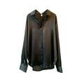 thumbnail image 2 of Chemise Boutonnée Style Décontracté pour Femmes Chemise Boutonnée Style Voyage Randonnée Travail Réunion Polyester Blouse à Revers Manches Longues Vêtements Vêtements Noir 2TG, 2 of 8