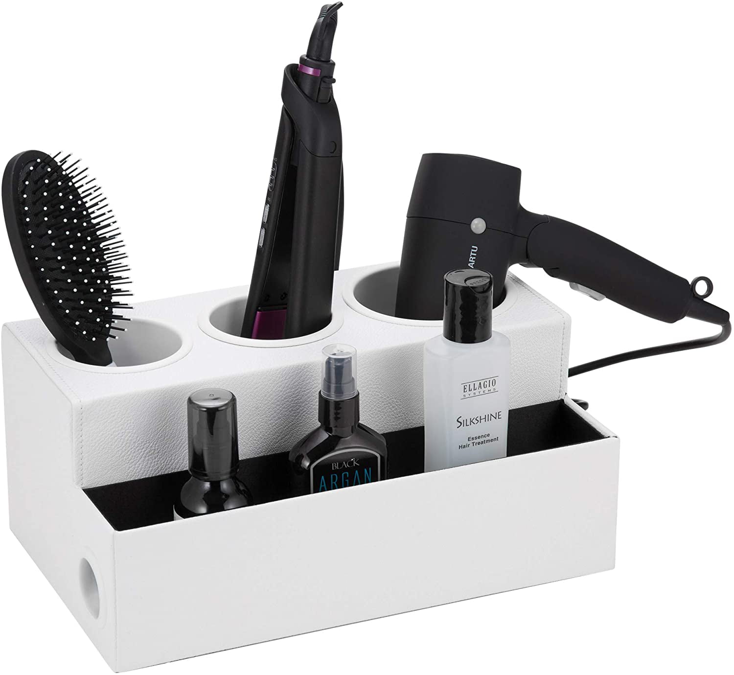 Stock Your Home Hair Care Organizer Bathroom Vanity Countertop Organizer for Curling Iron Hair Styling Station Blow Dryer Holder Hair Tools and Beauty Accessories Small Black Flat Iron