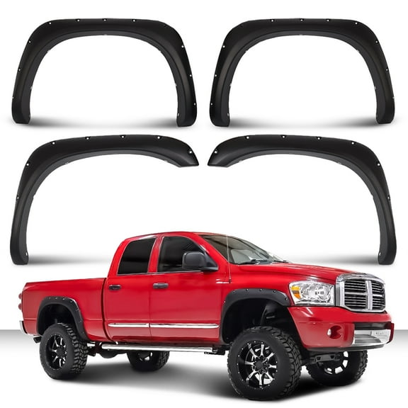 PIT66 Fender Flares Fit for 02-08 Dodge Ram 1500/03-09 Ram 2500 Pocket Rivet Textured