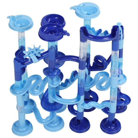 Funnel Slide Marble Race, Inflator Air Cushion Water Play Marble Run Maze Ball Track Educational Interactive 30Pcs Balls Blue DIY  for Water Play for Adults