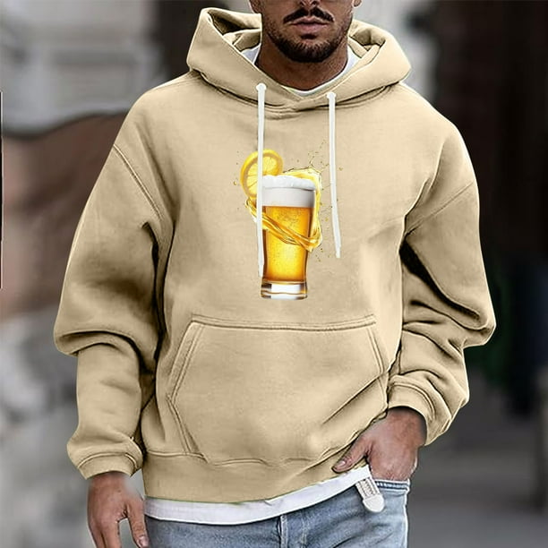 Sudadera con capucha para hombre, estilo casual, con cuello redondo, estampado, manga larga, blusa de poliéster