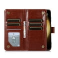 thumbnail image 2 of Allytechgroup Wallet Case for Samsung Galaxy S25+ Plus, Zipper Clutch Phone Case with Card Slots, Cash Pocket, Wrist Strap, Kickstand Stand Function, Magnetic Closure Flip Cover,Brown, 2 of 6