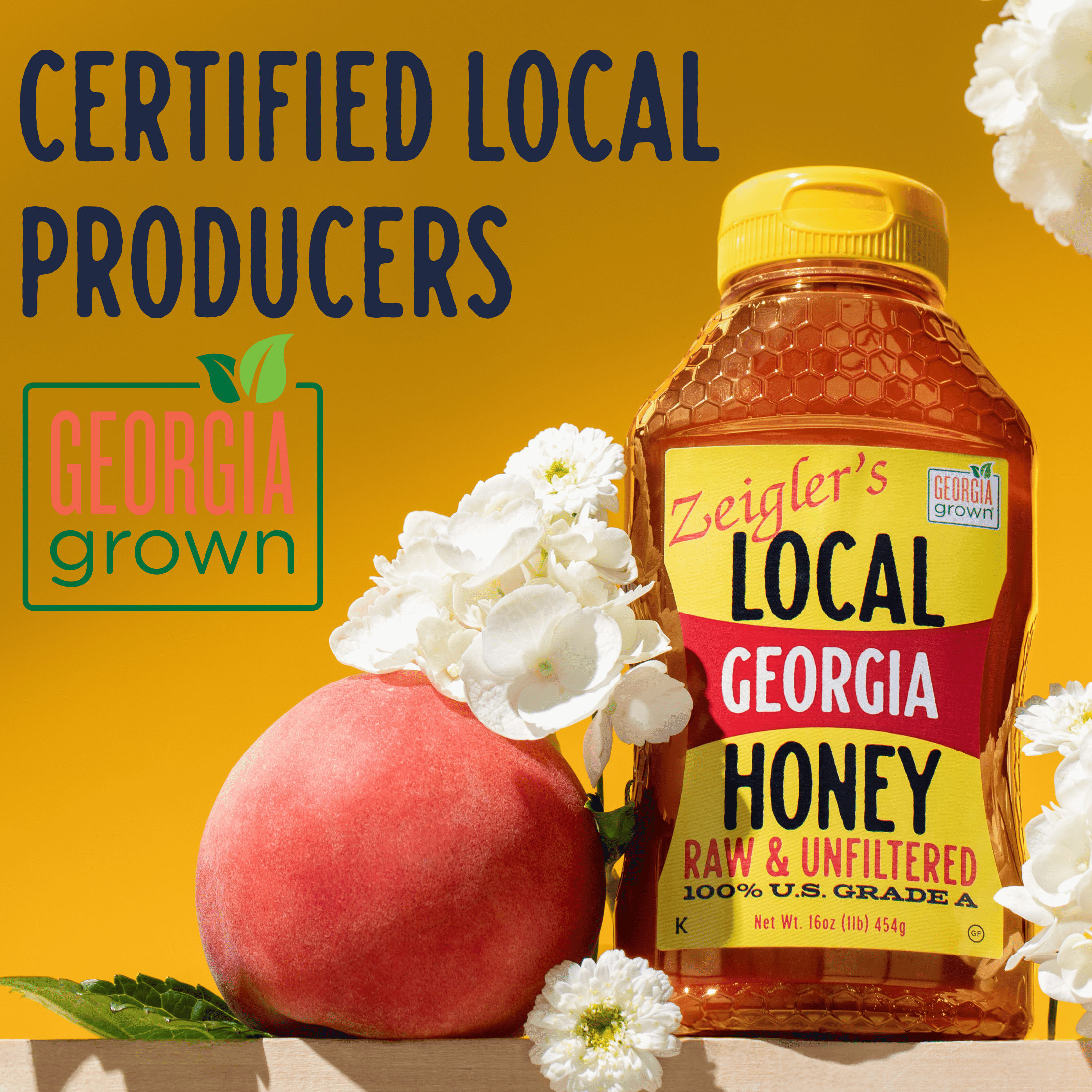 Zeigler's Georgia Honey 16oz Local, Raw, Unfiltered, Squeeze Bottle