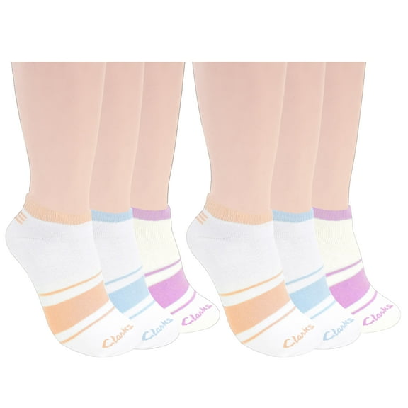 Clarks Women's Full Cushion Low Cut Socks 6 Pair, White, Women's 4-10 Shoe