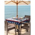 thumbnail image 3 of Outdoor Tablecloth with Umbrella Hole for Patio/Picnic/Party/Camping, Independence Day Truck Waterproof Table Cloth Square Cover Washable, Blue Star Firework 4th of July Wood (54"x 54"), 3 of 9