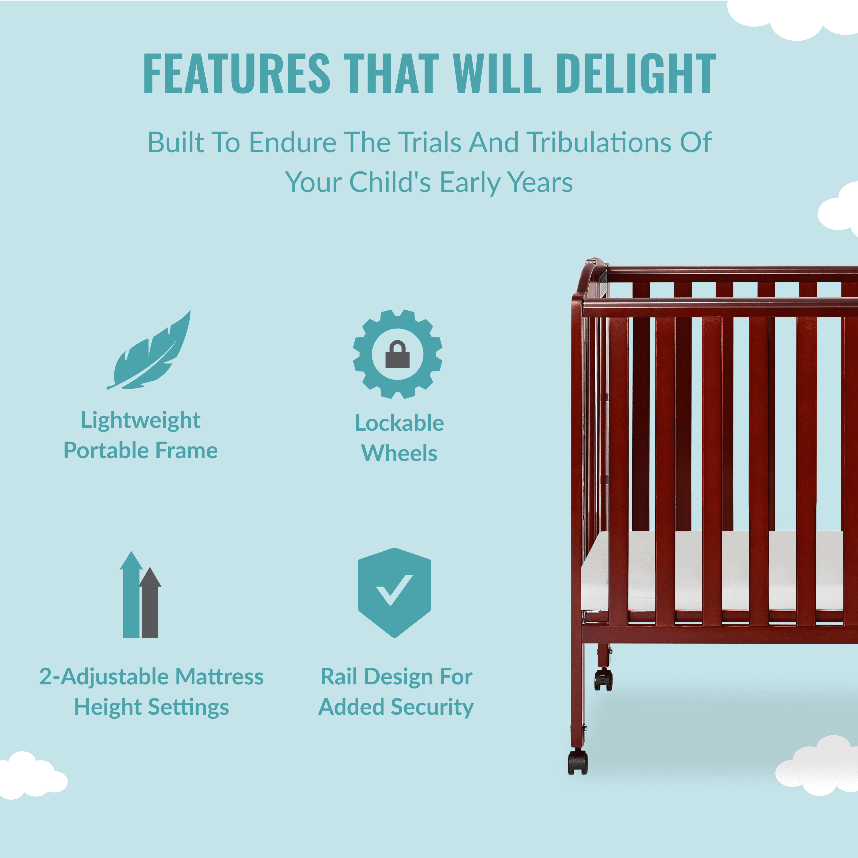 Portable Mini Crib Dream On Me 2 in 1 Cherry in Rwanda at RWF 257345 Rating 5