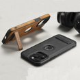 thumbnail image 2 of Compatible with iPhone Case,Luxury PU Leather Fold Bracket Stand Holder Design,Logo View Camera Lens Protection Soft Shockproof Cover Phone Case (Black,iPhone 15 Plus), 2 of 5