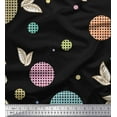 thumbnail image 1 of Soimoi Black Moss Georgette Fabric Check,Leaves & Dots Print Sewing Fabric Yard 42 Inch Wide, 1 of 1