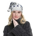 thumbnail image 5 of Rateoe blue Snowflake Prints Pattern Santa Hat Christmas Hats for Adults, Holiday Unisex Velvet Comfort Xmas Hat for Women Men, 5 of 6